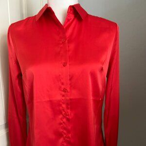 Banana Republic Factory Coral/Orange Button Front Long Sleeve Blouse XS NWT